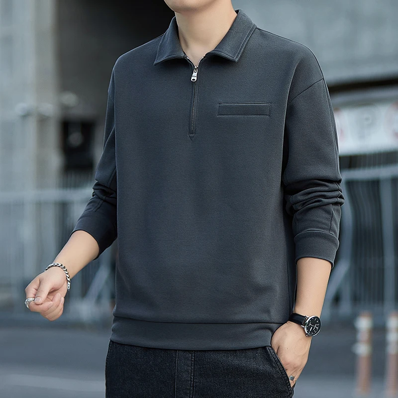 Casual Collared Long Sve Men's Sweatirt Spring Autumn Trendy Brand Simple Sle Base Layer Top for Young And Middle-aged
Casual Collared Long Sve Men's Sweatirt Spring Autumn Trendy Brand Simple Sle Base Layer Top for Young And Middle-aged