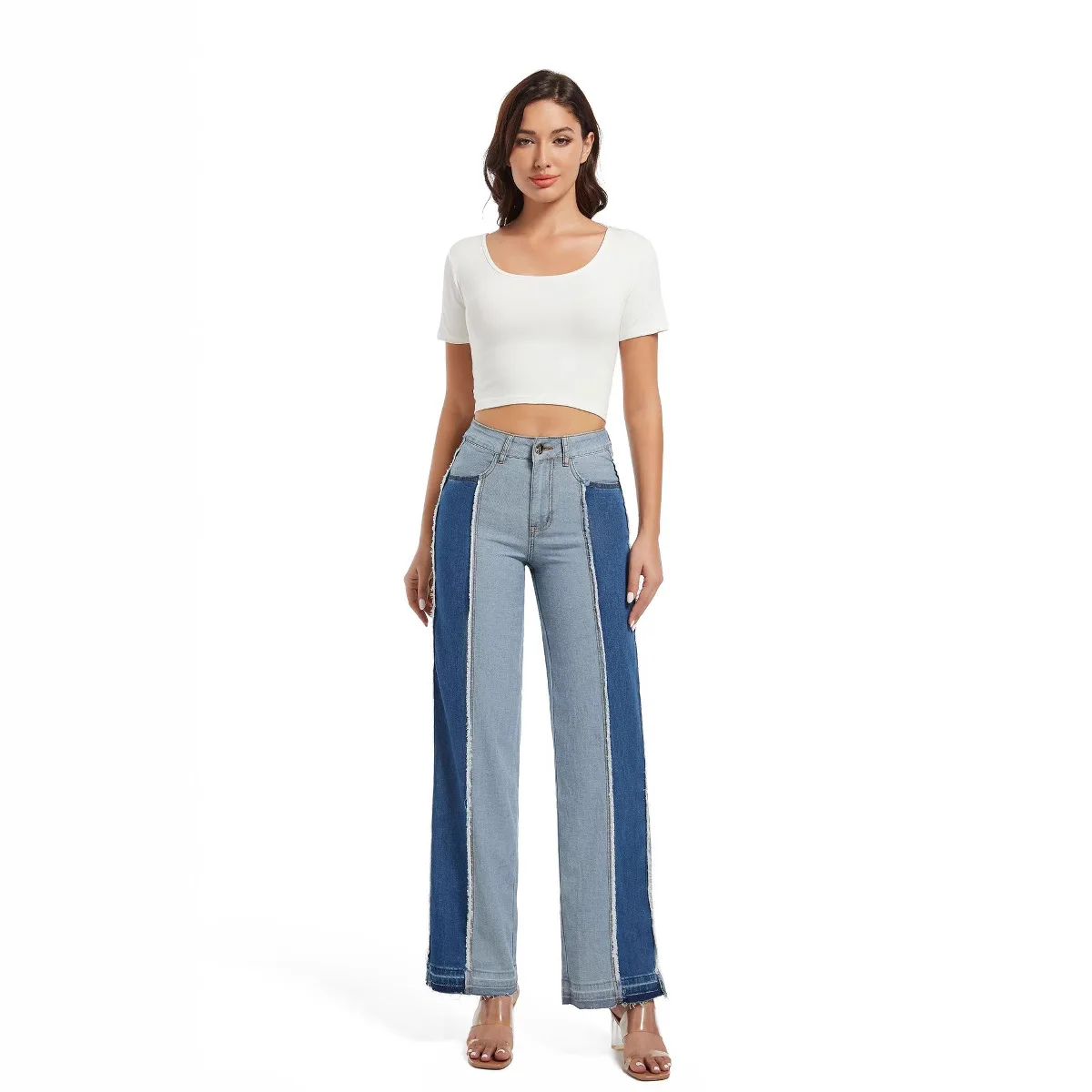 High Waist Straight Leg Denim Jeans Women's Elastic Frayed Stretchy Versatile High Elasticity Color Block Commute Style
High Waist Straight Leg Denim Jeans Women's Elastic Frayed Stretchy Versatile High Elasticity Color Block Commute Style