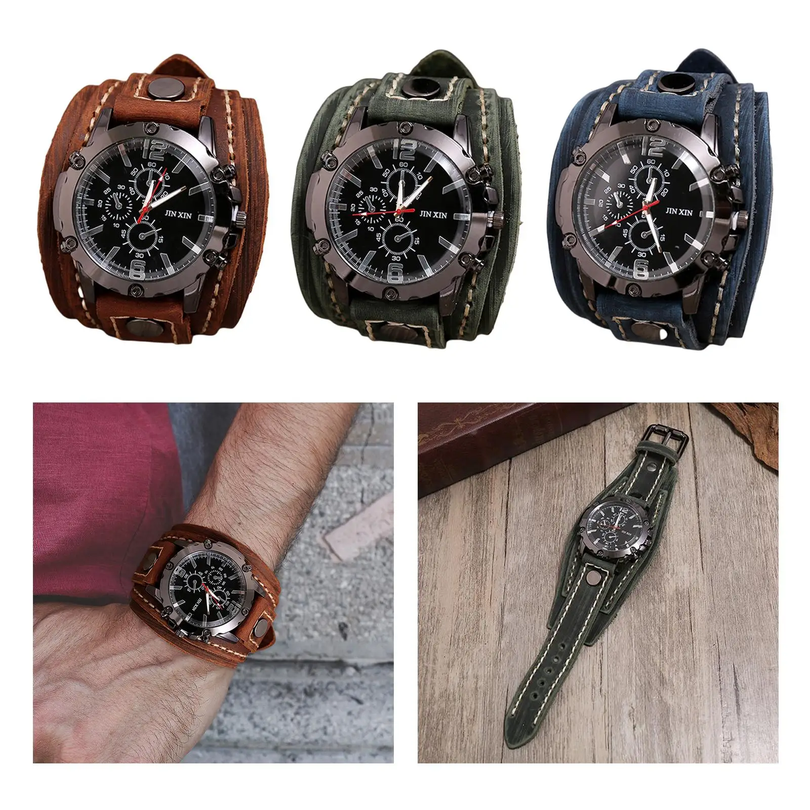 Classic Vintage Cuff Wristwatch Wide PU Leather Band Analog Big Face Dial Punk Style Quartz Watch for Daily Accessories
Classic Vintage Cuff Wristwatch Wide PU Leather Band Analog Big Face Dial Punk Style Quartz Watch for Daily Accessories
