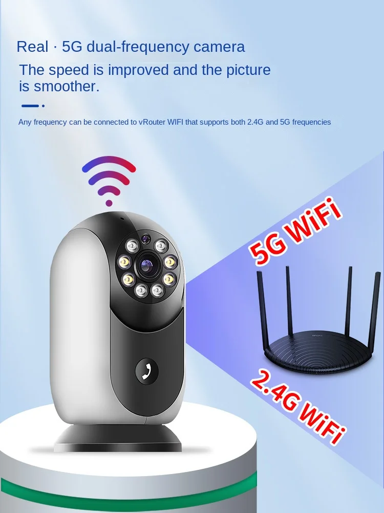 Wireless Network Wifi HD 5G Dual-frequency Monitoring Camera Mobile Automatic Tracking Mobile Phone Remote Monitor
Wireless Network Wifi HD 5G Dual-frequency Monitoring Camera Mobile Automatic Tracking Mobile Phone Remote Monitor