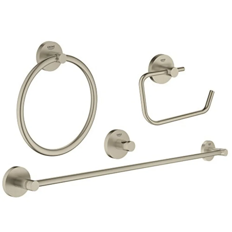 Bathroom accessories set, stainless steel, brushed nickel, 4-in-1 versatile mounting for towel bar, robe hook, toilet paper hol
Bathroom accessories set, stainless steel, brushed nickel, 4-in-1 versatile mounting for towel bar, robe hook, toilet paper hol