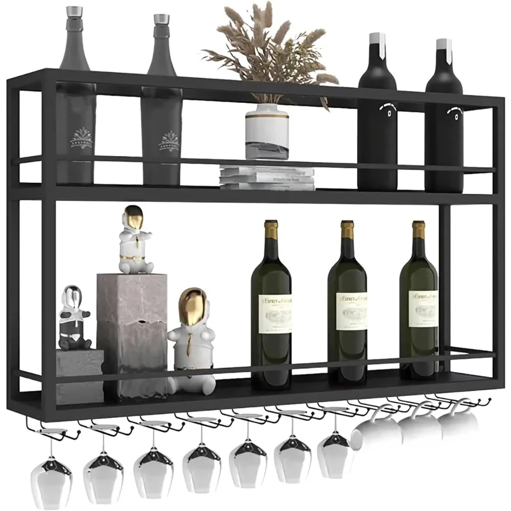 Industrial Wall Mounted Wine Rack, 2-Tier Wood Wine Bottle Shelf with Stemware Rack, Black Wine Glass Rack Multi Functional Wine
Industrial Wall Mounted Wine Rack, 2-Tier Wood Wine Bottle Shelf with Stemware Rack, Black Wine Glass Rack Multi Functional Wine