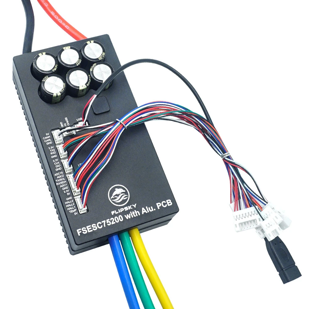 Flipsky ESC 75200 84V 200A High Current Aluminum PCB VESC Speed Controller for E-Foil Fighting Robot Surfboard AGV Robot
Flipsky ESC 75200 84V 200A High Current Aluminum PCB VESC Speed Controller for E-Foil Fighting Robot Surfboard AGV Robot