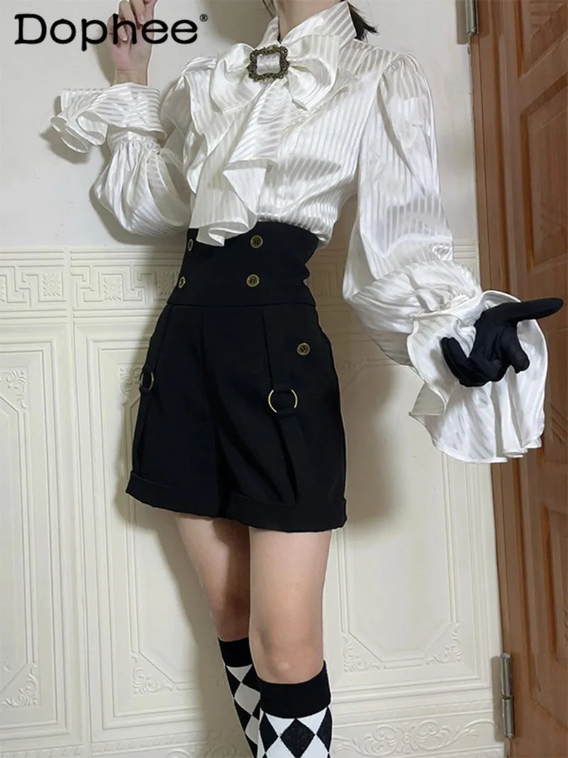 Japanese Original Lolita Gothic Long-sleeved Shirt Shorts Set Retro White Stand-up Collar Prince Casual Versatile Lolita Set
Japanese Original Lolita Gothic Long-sleeved Shirt Shorts Set Retro White Stand-up Collar Prince Casual Versatile Lolita Set