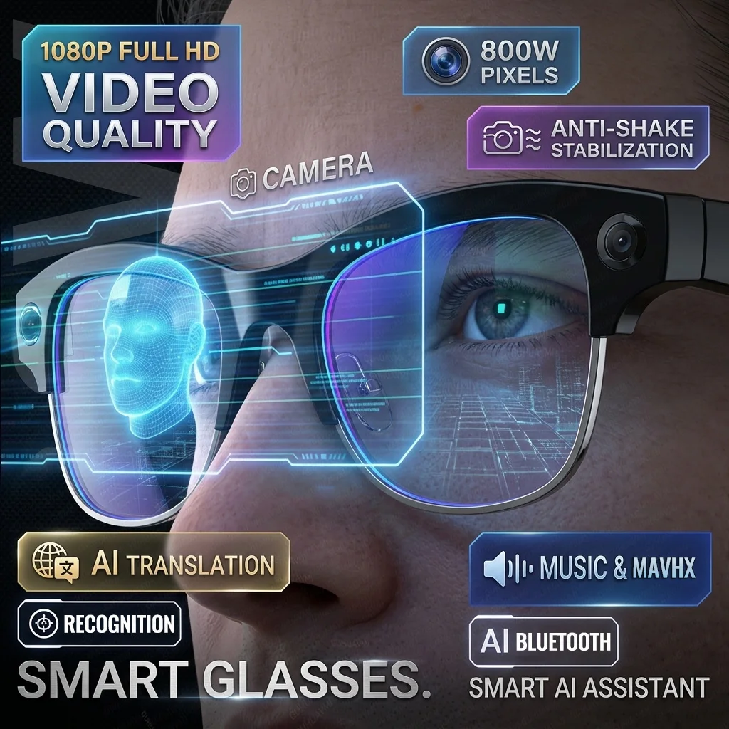 2026AI Smart Travel Glasses Men 1080P HD Camera ChatGPT 800W Pixel Camera 32GB 150+Translation Music Video Audio Sunglasse Women
2026AI Smart Travel Glasses Men 1080P HD Camera ChatGPT 800W Pixel Camera 32GB 150+Translation Music Video Audio Sunglasse Women