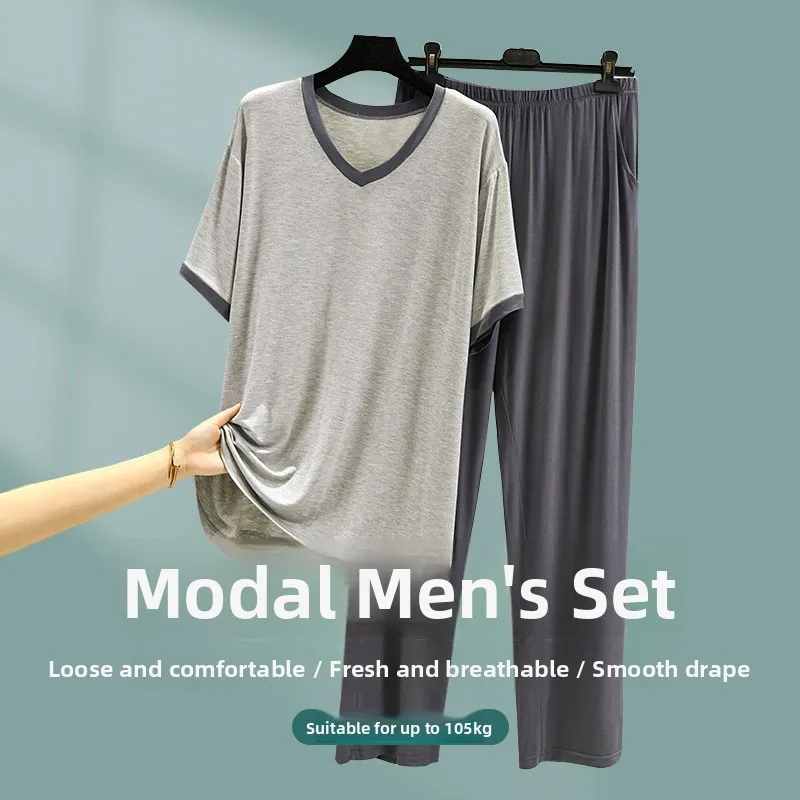 Men's Modal Sleepwear Set Summer Thin Short Sleeve Loose Comfortable Home Clothes Two-Piece Suit V-Neck Casual Loose Fit Home...
Men's Modal Sleepwear Set Summer Thin Short Sleeve Loose Comfortable Home Clothes Two-Piece Suit V-Neck Casual Loose Fit Home...