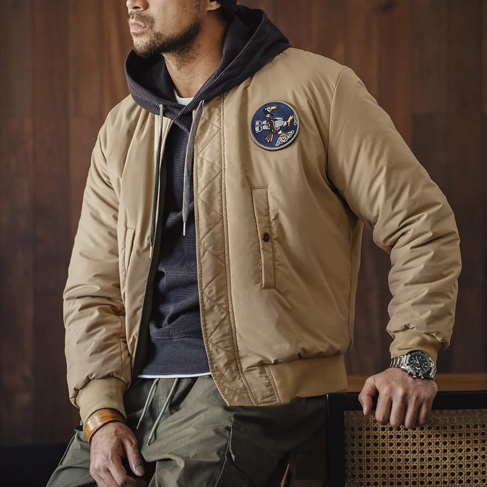 Maden Vintage Men's MA-1 Flight Jackets Reversible Thickened Padded Baseball Coat Square Texture Warm Outwear for Winter
Maden Vintage Men's MA-1 Flight Jackets Reversible Thickened Padded Baseball Coat Square Texture Warm Outwear for Winter