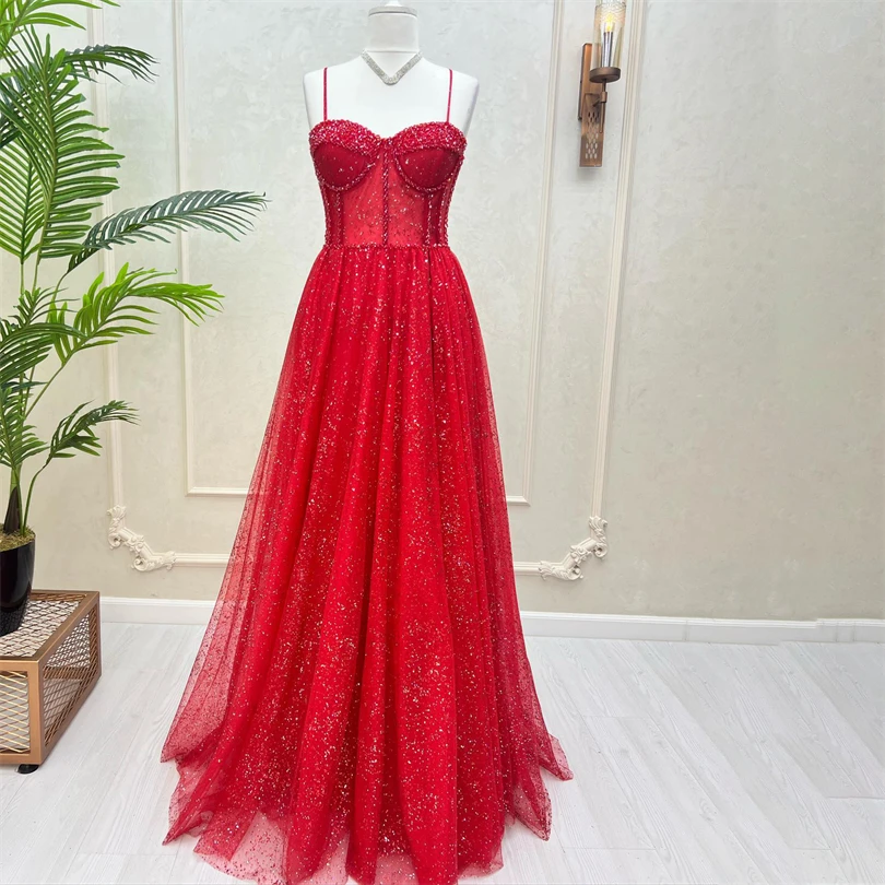 Red Shiny Formal Evening Dresses Spaghetti Straps A-Line Side Slit Prom Dress Backless Floor Length Sparkly Bride Party Gowns
Red Shiny Formal Evening Dresses Spaghetti Straps A-Line Side Slit Prom Dress Backless Floor Length Sparkly Bride Party Gowns
