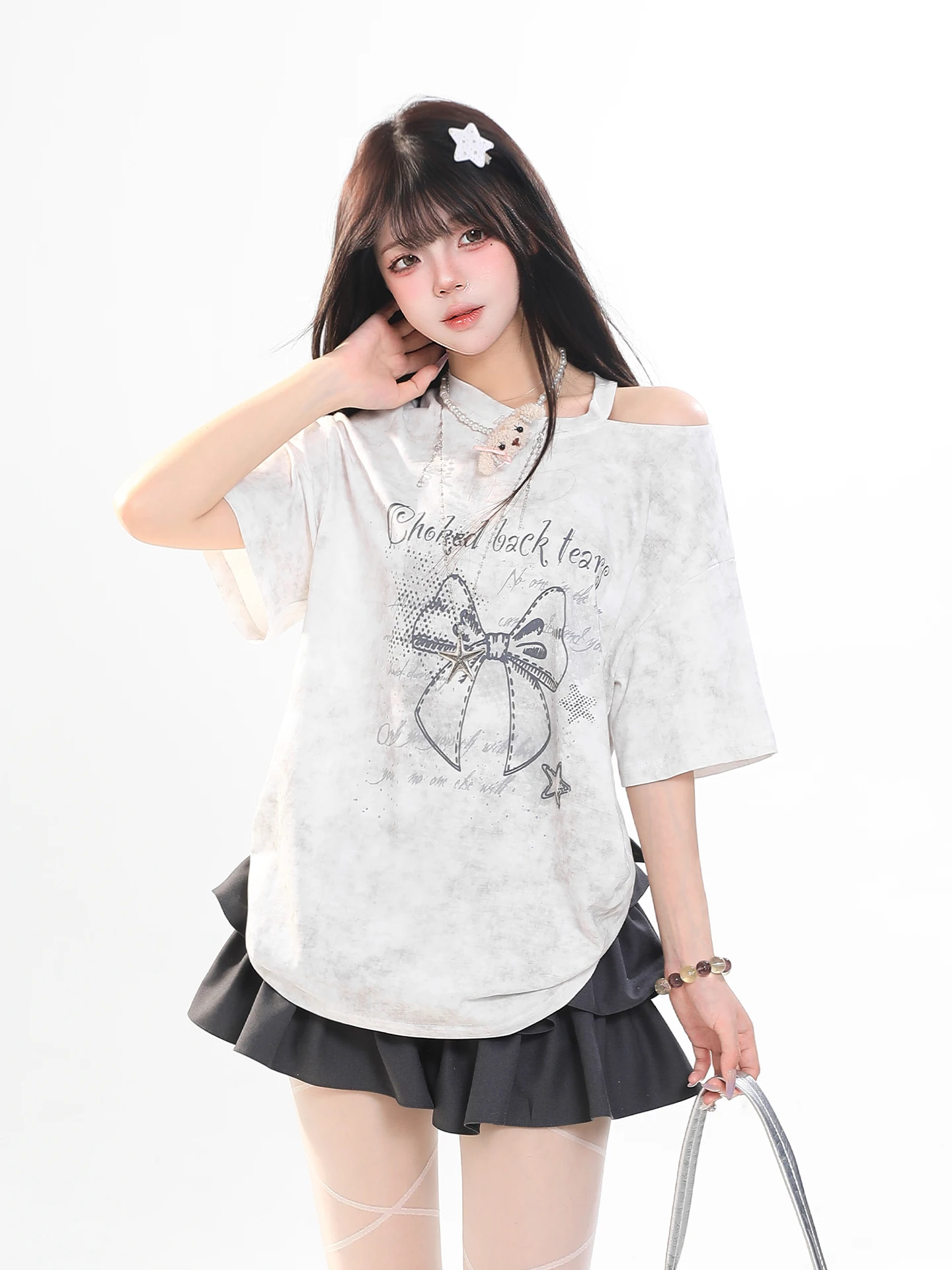 Korean Style Sweet Girl Knot Print Short Sleeve T-Shirt Women's Summer Lazy Loose Casual Versatile Top
Korean Style Sweet Girl Knot Print Short Sleeve T-Shirt Women's Summer Lazy Loose Casual Versatile Top