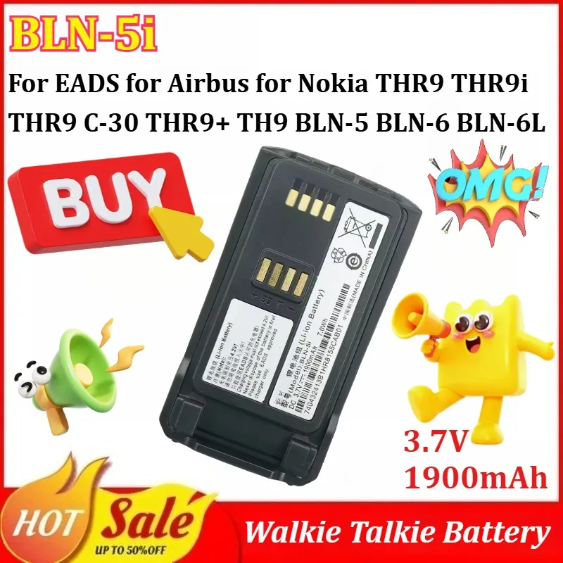 New BLN-5i 3.7V 1900mAh Walkie Talkie Battery for EADS for Airbus for Nokia THR9 THR9i THR9 C-30 THR9+ TH9 BLN-5 BLN-6 BLN-6L
New BLN-5i 3.7V 1900mAh Walkie Talkie Battery for EADS for Airbus for Nokia THR9 THR9i THR9 C-30 THR9+ TH9 BLN-5 BLN-6 BLN-6L