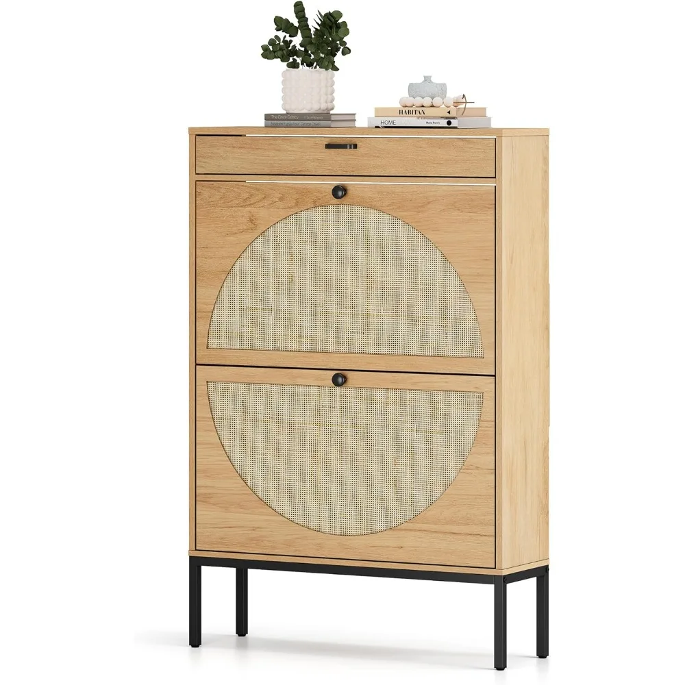 Shoe Cabinet, Natural Semi Circle Rattan Shoe Storage Organizer Cabinet With 2 Flip Drawers, Freestanding Shoe Rack Wit
Shoe Cabinet, Natural Semi Circle Rattan Shoe Storage Organizer Cabinet With 2 Flip Drawers, Freestanding Shoe Rack Wit