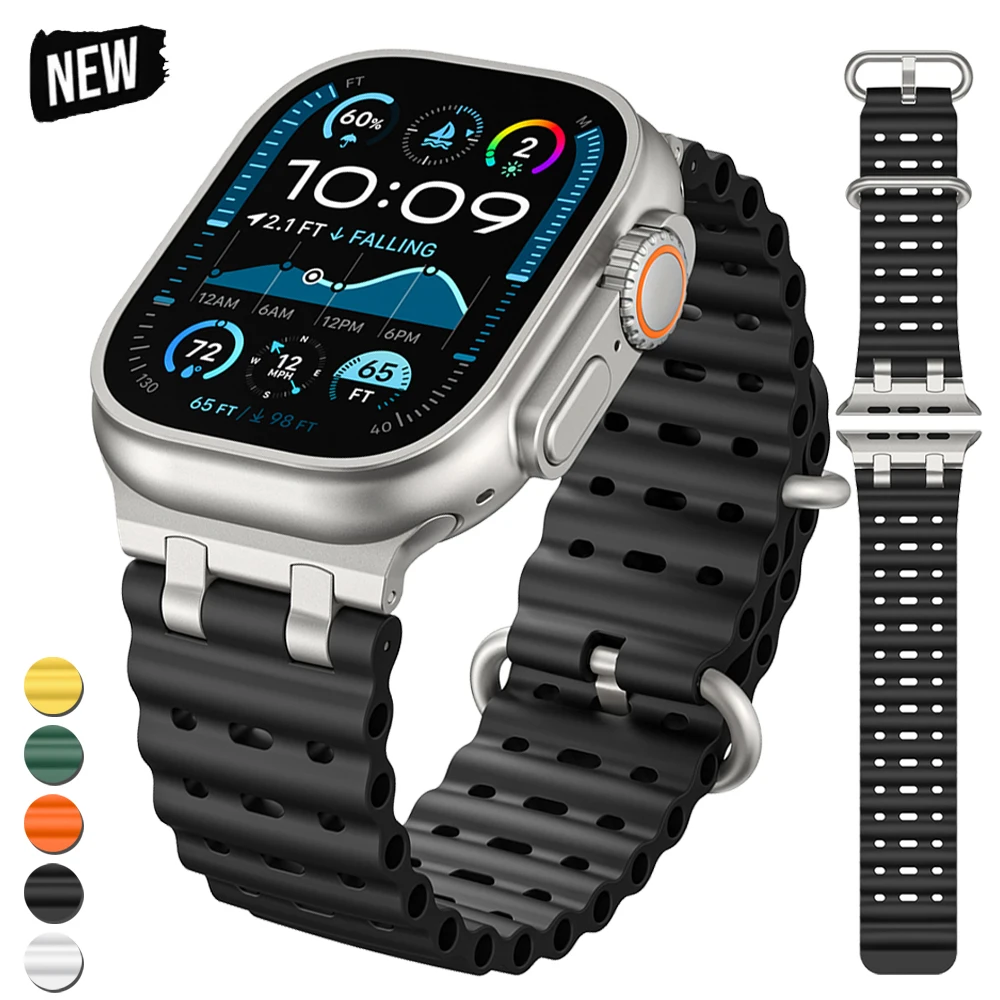 Ocean Silicone Loop Strap for Apple Watch Ultra2 49mm Series 10 46mm Men Sports Band for Series 9 8 7 6 5 45mm 44mm Correa Band
Ocean Silicone Loop Strap for Apple Watch Ultra2 49mm Series 10 46mm Men Sports Band for Series 9 8 7 6 5 45mm 44mm Correa Band