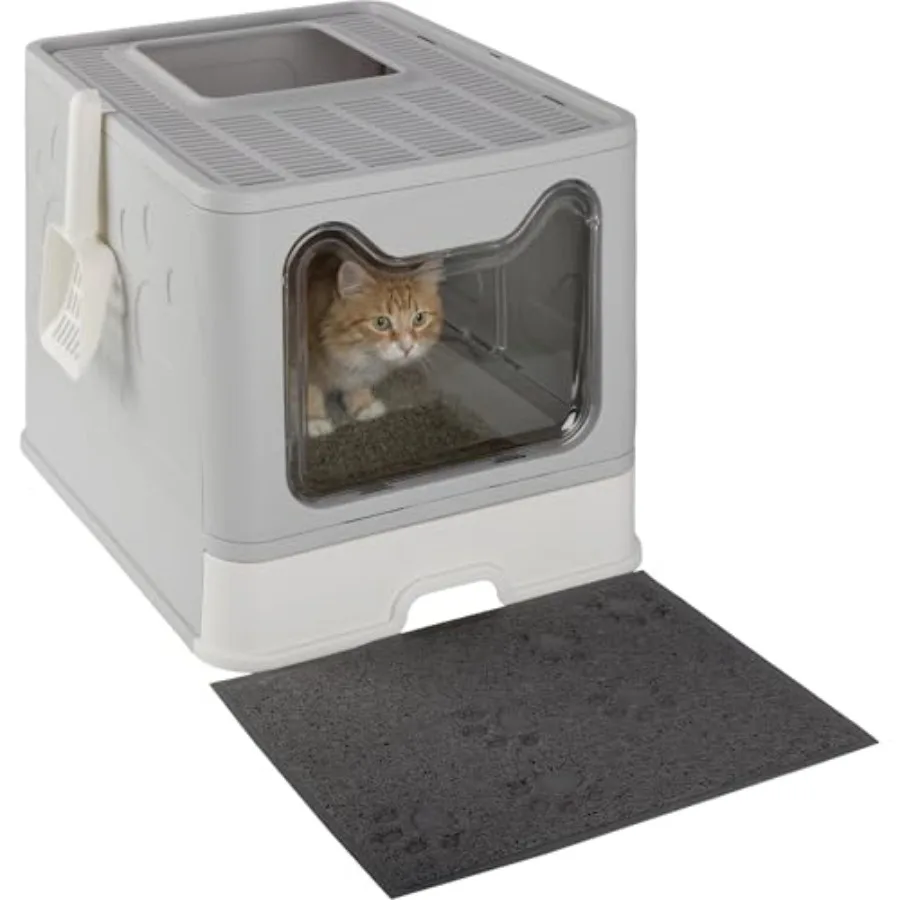 Enclosed Cat Litter Box - Foldable Litterbox with Lid, Cat Scoop, Mat, and Pull-Out Drawer for Easy Cleaning - Spacious Front E
Enclosed Cat Litter Box - Foldable Litterbox with Lid, Cat Scoop, Mat, and Pull-Out Drawer for Easy Cleaning - Spacious Front E
