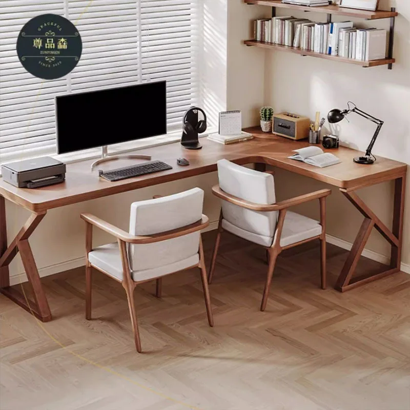 HYS modern simple all-solid wood corner desk and chair combination small apartment household bedroom study student double study
HYS modern simple all-solid wood corner desk and chair combination small apartment household bedroom study student double study