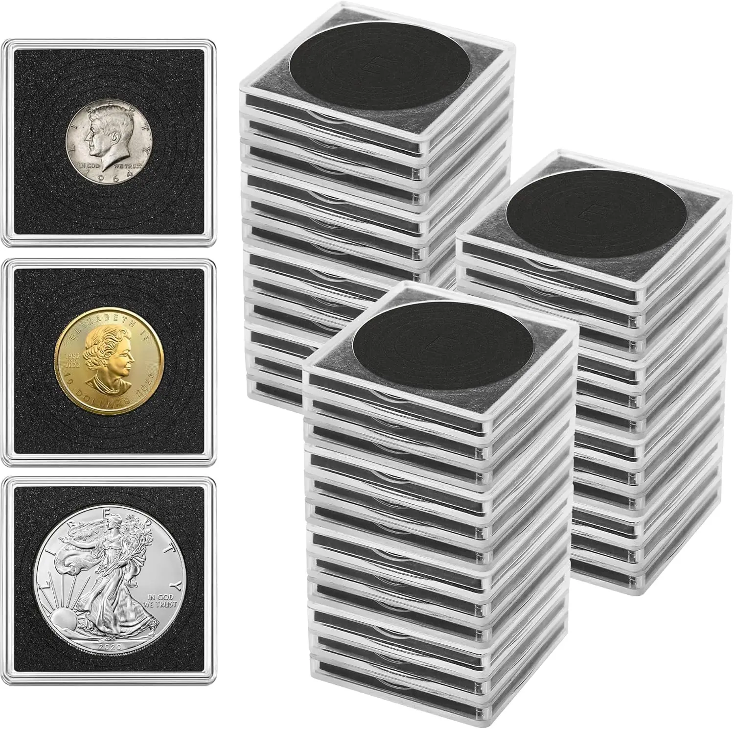 20 Clear Coin Holders with 5-Size Sponge Gaskets 20-40mm, Plastic Coin Slabs for Collectors
20 Clear Coin Holders with 5-Size Sponge Gaskets 20-40mm, Plastic Coin Slabs for Collectors