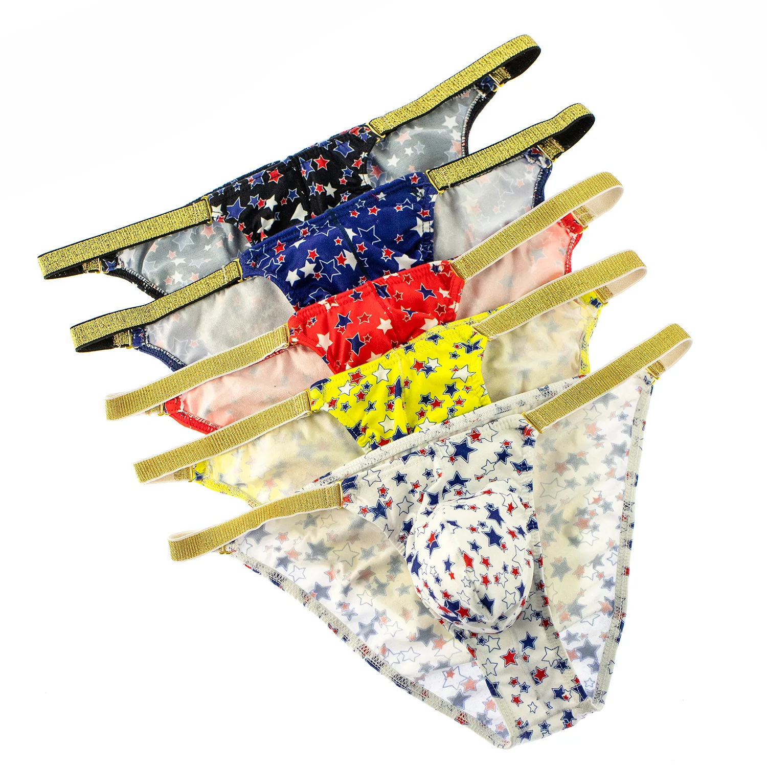 Men's Sexy Star-Print Bulge Briefs Gold-Trim High-Cut Design Adjustable Sissy Low-Rise U Convex Pouch Fit for Intimate Underpant
Men's Sexy Star-Print Bulge Briefs Gold-Trim High-Cut Design Adjustable Sissy Low-Rise U Convex Pouch Fit for Intimate Underpant