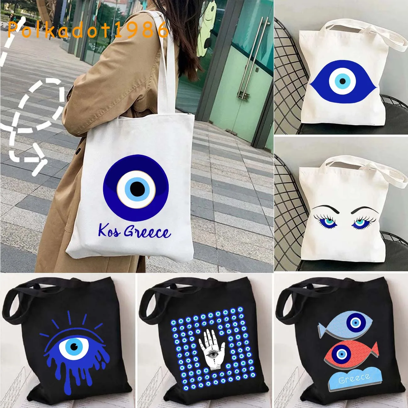 Hamsa Evil Eye Hand Eye Greek Mati Evil Eye Flower GREECE Mashallah Nazar Shoulder Canvas Tote Bag Shopping Bag Cute Handbag
Hamsa Evil Eye Hand Eye Greek Mati Evil Eye Flower GREECE Mashallah Nazar Shoulder Canvas Tote Bag Shopping Bag Cute Handbag