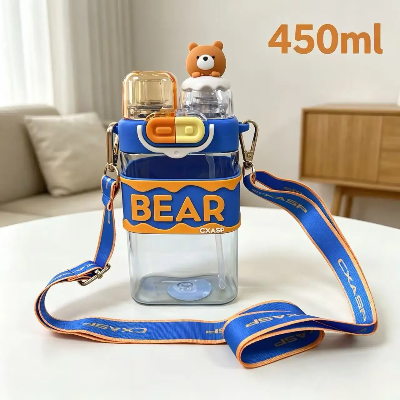 Cute Bear Head Doll 450ml Water Bottle Blue Shoulder Strap Double Drink Pop Up Lid Straw Cup Leak Proof Non Slip Portable Studen
Cute Bear Head Doll 450ml Water Bottle Blue Shoulder Strap Double Drink Pop Up Lid Straw Cup Leak Proof Non Slip Portable Studen