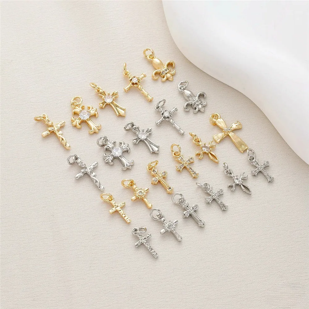14K Package Gold Preserved Color Set Zircon Rose Iris Cross Pendant DIY Bracelet Necklace Ear Accessories
14K Package Gold Preserved Color Set Zircon Rose Iris Cross Pendant DIY Bracelet Necklace Ear Accessories