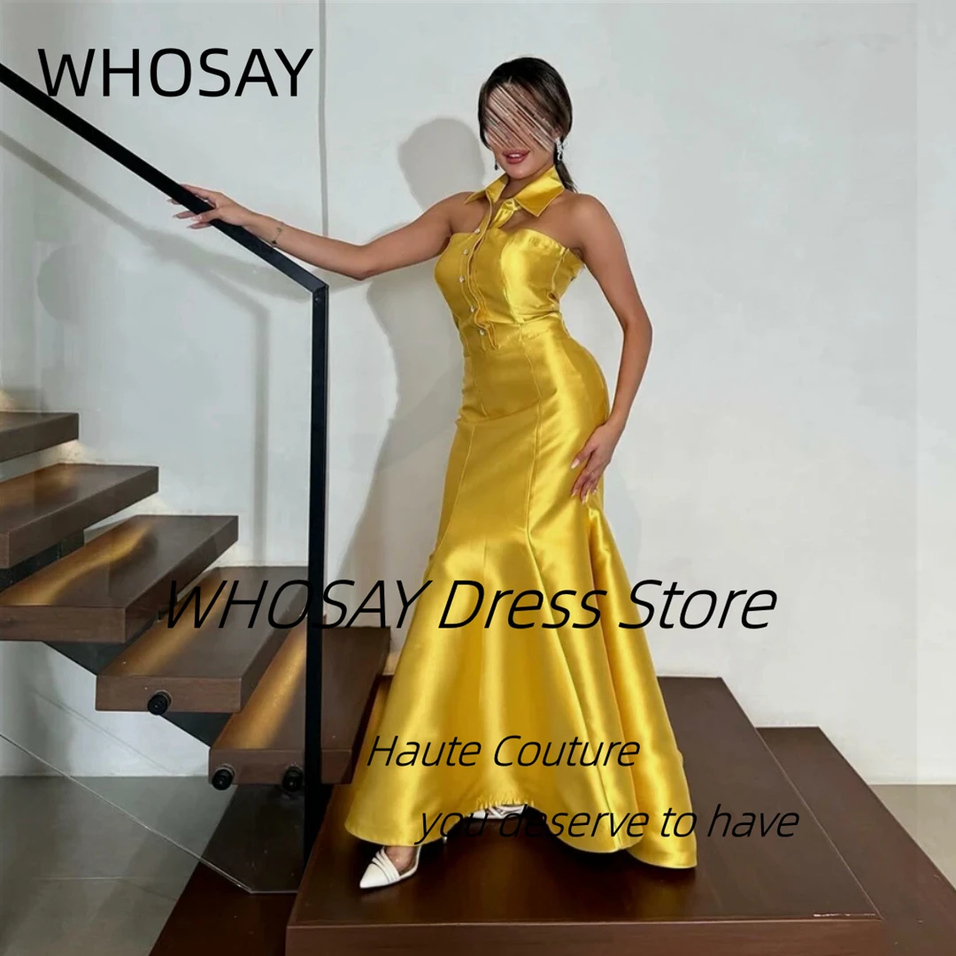 WHOSAY Sexy Back Saudi Prom Dresses Halter Lapel Neck Buttons Robe Des Marrige Customized Long Mermaid Dress Evening Party
WHOSAY Sexy Back Saudi Prom Dresses Halter Lapel Neck Buttons Robe Des Marrige Customized Long Mermaid Dress Evening Party