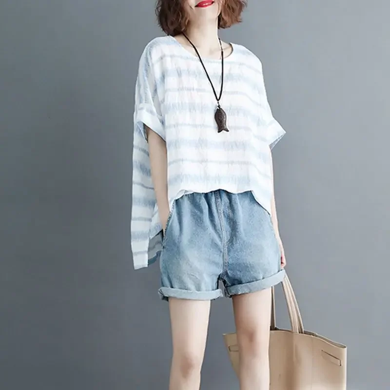 Fat Sister with Rotator Sleeve Cotton and Linen Top Makes It Look Slim and Large Size Women's Summer New Loose Style E8346
Fat Sister with Rotator Sleeve Cotton and Linen Top Makes It Look Slim and Large Size Women's Summer New Loose Style E8346