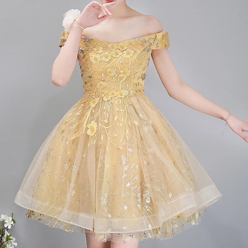 Simple Slash Neck Slim Waist A-line Short Dresses Exquisite Flower Appliques Luxury Solid Prom Vestidos Back Lace Up Design Gown
Simple Slash Neck Slim Waist A-line Short Dresses Exquisite Flower Appliques Luxury Solid Prom Vestidos Back Lace Up Design Gown