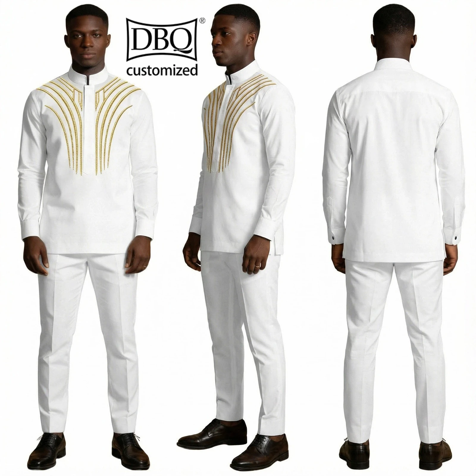 DBQ Африканский мужской костюм на заказ: пиджак с потайными пуговицами и воротником-мандарин + прямые брюки, деловой комплект BD1136
DBQ Африканский мужской костюм на заказ: пиджак с потайными пуговицами и воротником-мандарин + прямые брюки, деловой комплект BD1136