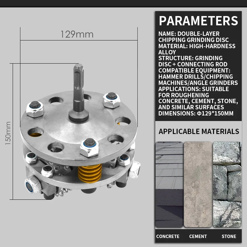 Electric Chipping Machine Double-Layer Chipping Grinding Disc Lychee-Finish Alloy Grinding Disc Rolling Grinding Wheel Road Surf
Electric Chipping Machine Double-Layer Chipping Grinding Disc Lychee-Finish Alloy Grinding Disc Rolling Grinding Wheel Road Surf