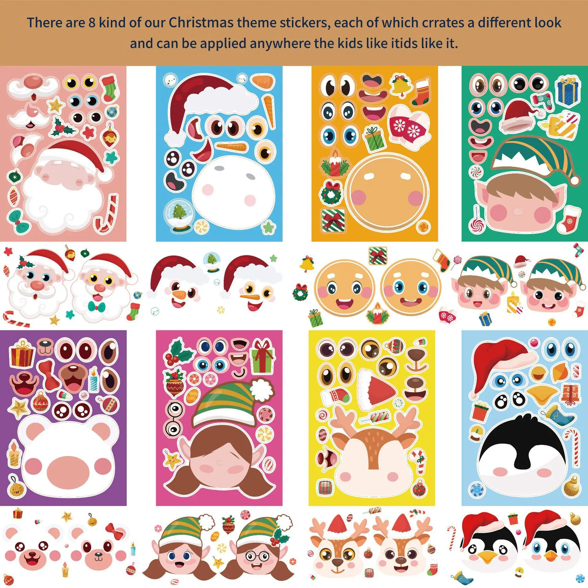 8/16Sheets Santa Puzzle Sticker Fun Creative Make a Face Sticker Waterproof Decal Children's Toys Gifts DIY Suitcase Laptop Bike
8/16Sheets Santa Puzzle Sticker Fun Creative Make a Face Sticker Waterproof Decal Children's Toys Gifts DIY Suitcase Laptop Bike