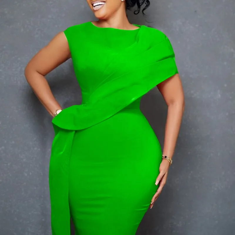 2024 Spring Summer African Women Short Sleeve O-neck Polyester Blue Green Orange Knee-length Dress African Dresses for Women
2024 Spring Summer African Women Short Sleeve O-neck Polyester Blue Green Orange Knee-length Dress African Dresses for Women