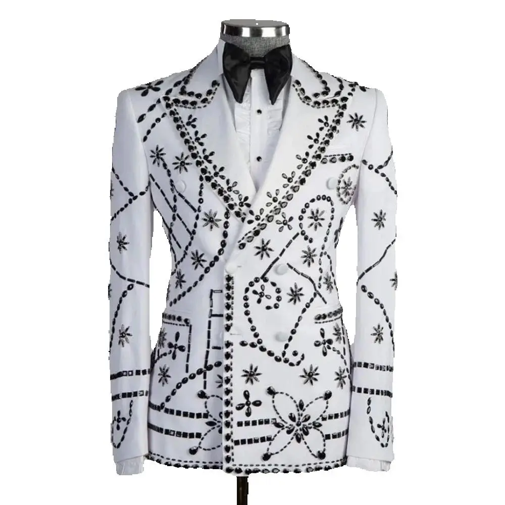 Handmade Wedding Groom Tuxedo Black Jewelry Ornament Prom Blazer Double Breasted Jacket Pants 2 Pieces Men's Suits Customized
Handmade Wedding Groom Tuxedo Black Jewelry Ornament Prom Blazer Double Breasted Jacket Pants 2 Pieces Men's Suits Customized