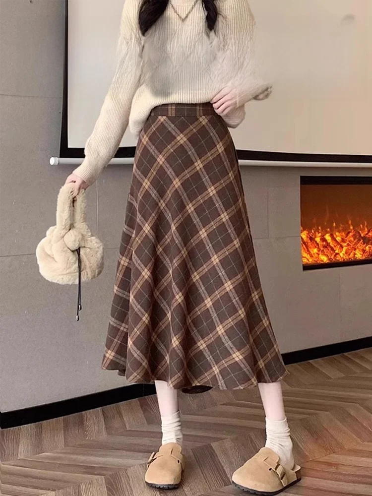 Plaid Woolen Dressing Gown Women's Spring Autumn Large Size 200 Pounds Loose Slimming Pear Shape mid Length A-Line Skirt
Plaid Woolen Dressing Gown Women's Spring Autumn Large Size 200 Pounds Loose Slimming Pear Shape mid Length A-Line Skirt