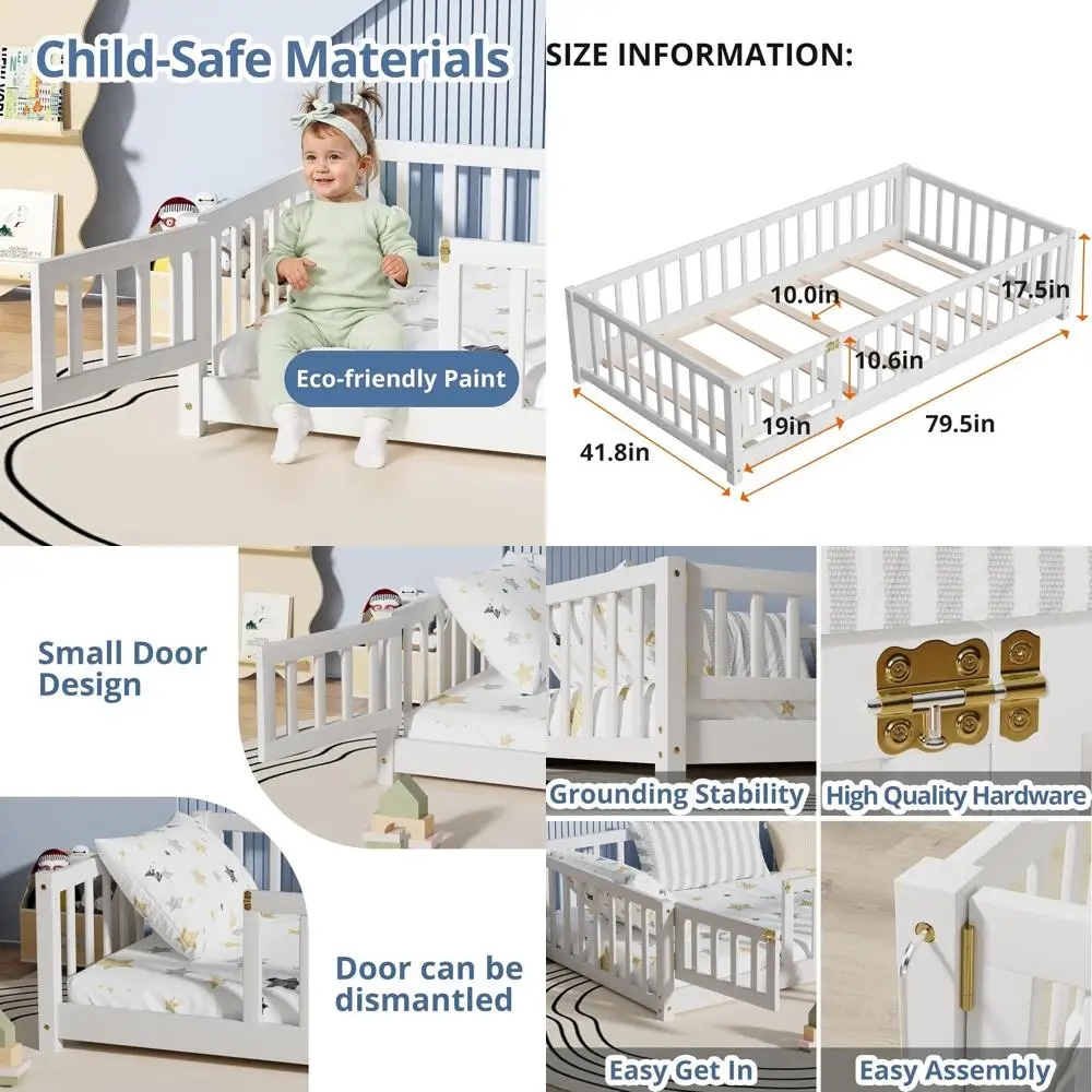 Sturdy Wooden Twin-Size Loft Bed with Slats, High Sides, and Small Door, Suitable for Boys and Girls, White
Sturdy Wooden Twin-Size Loft Bed with Slats, High Sides, and Small Door, Suitable for Boys and Girls, White