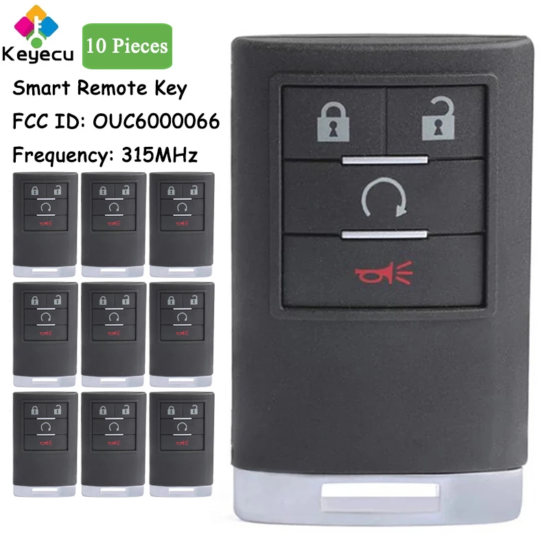 KEYECU 10 Pieces Smart Remote Key With 4 Buttons for Cadillac Escalade ESV EXT 2007 2008 2009 2010 2011 2012 2013 Fob OUC6000066
KEYECU 10 Pieces Smart Remote Key With 4 Buttons for Cadillac Escalade ESV EXT 2007 2008 2009 2010 2011 2012 2013 Fob OUC6000066