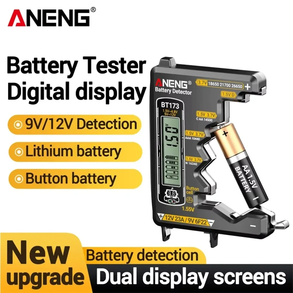 ANENG BT173 Battery Voltage Testers Lithium Ion Batteries Bar/Value Dual Display Detector High Precision 12V 23A Electronics Too
ANENG BT173 Battery Voltage Testers Lithium Ion Batteries Bar/Value Dual Display Detector High Precision 12V 23A Electronics Too