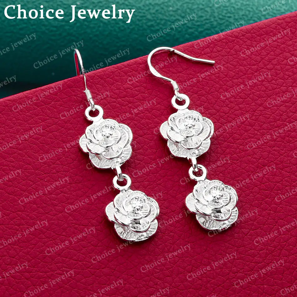 925 Sterling Silver Double Flowers Drop Earrings For Women Wedding Engagement Party Accessories Fashion Jewelry Gift
925 Sterling Silver Double Flowers Drop Earrings For Women Wedding Engagement Party Accessories Fashion Jewelry Gift