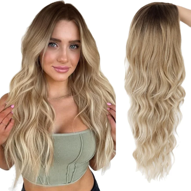 Full head wig with straight bangs, platinum gradient, elegant long curly hair style for women
Full head wig with straight bangs, platinum gradient, elegant long curly hair style for women