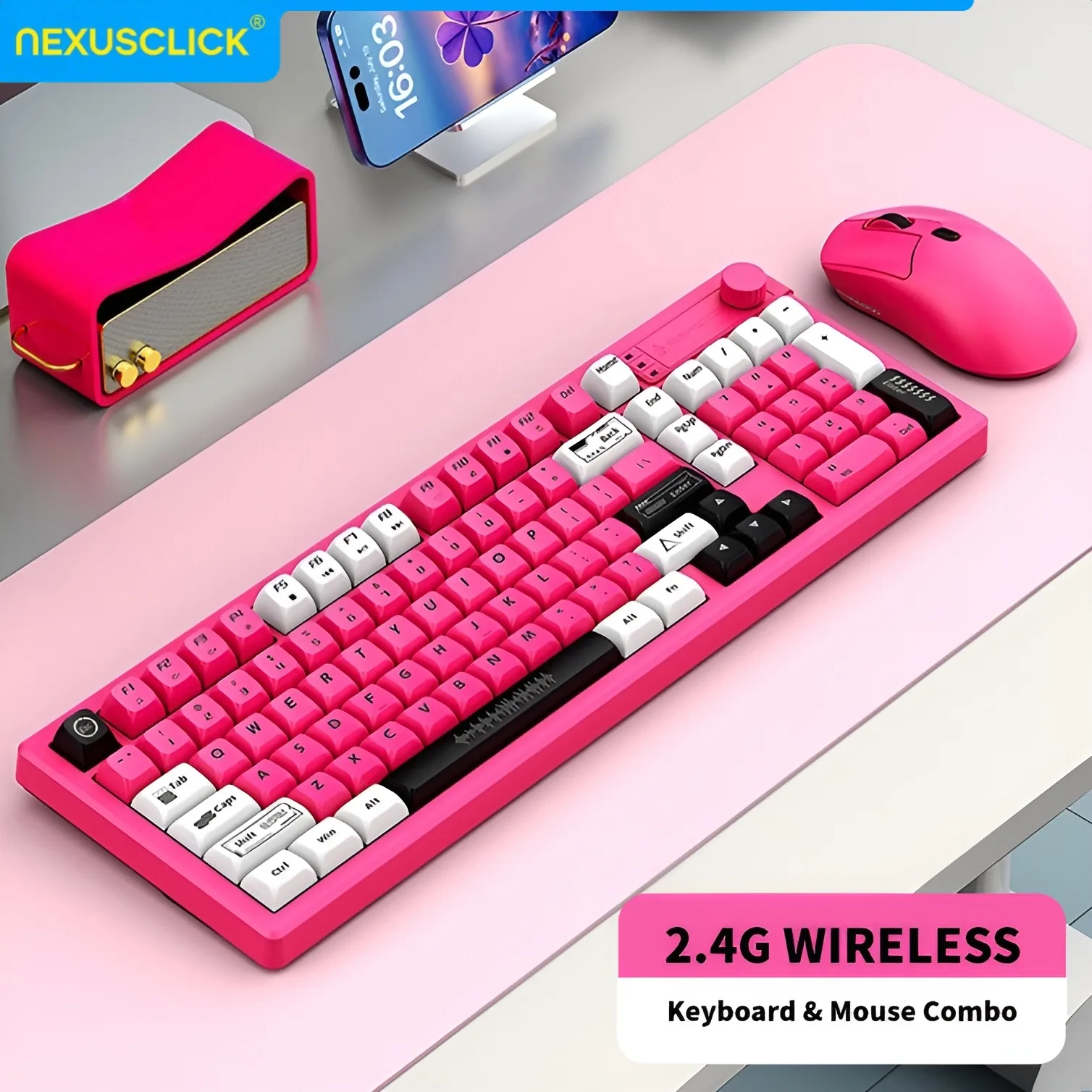 NexusClick 98 Keys Wireless Keyboard and Mouse Kit, 2.4G Low Power Mechanical Feel Keyboard Mouse Set for Notebook Computer Home
NexusClick 98 Keys Wireless Keyboard and Mouse Kit, 2.4G Low Power Mechanical Feel Keyboard Mouse Set for Notebook Computer Home