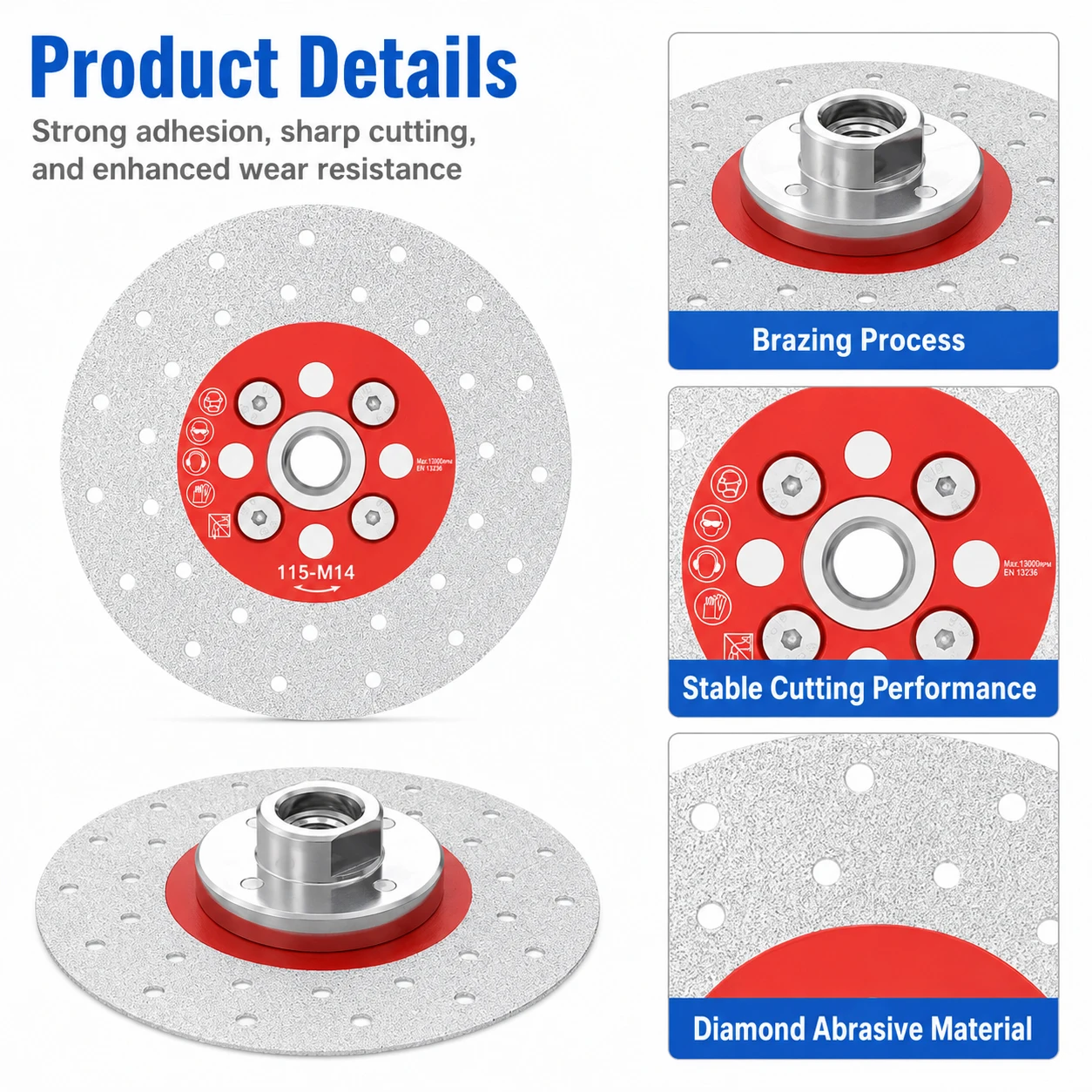 1pc M14/M10 Diamond Vacuum Brazing Saw Blade 100/115mm Cutting Grinding Disc for Porcelain Tile, Granite, Marble & Stone
1pc M14/M10 Diamond Vacuum Brazing Saw Blade 100/115mm Cutting Grinding Disc for Porcelain Tile, Granite, Marble & Stone