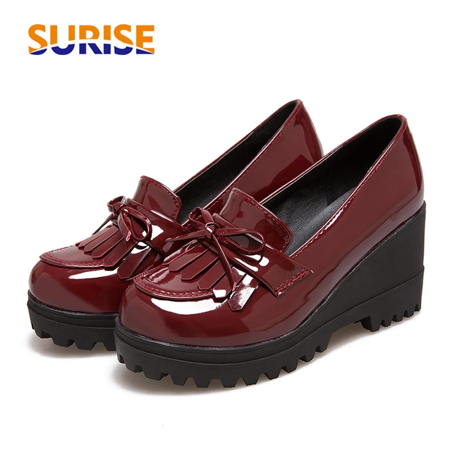 British Women Pumps Red Black Patent Leather Round Toe Bowtie Casual Office Lady High Heels Wedge Platform Tassel Loafer Size 43
British Women Pumps Red Black Patent Leather Round Toe Bowtie Casual Office Lady High Heels Wedge Platform Tassel Loafer Size 43