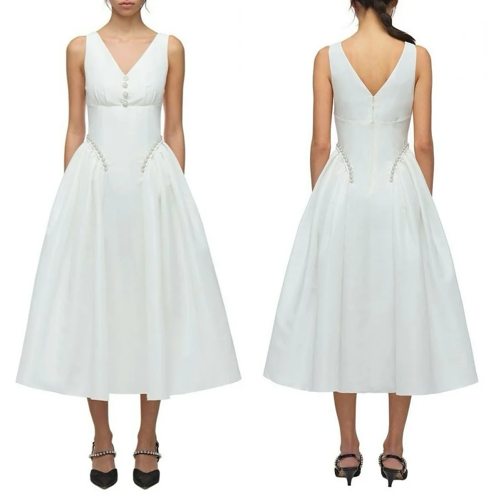 Customized Matching Exquisite Pearl Draped A-line V-neck Midi Dresses Bespoke Occasion Dresses High Quality Sizes Available Sexy
Customized Matching Exquisite Pearl Draped A-line V-neck Midi Dresses Bespoke Occasion Dresses High Quality Sizes Available Sexy