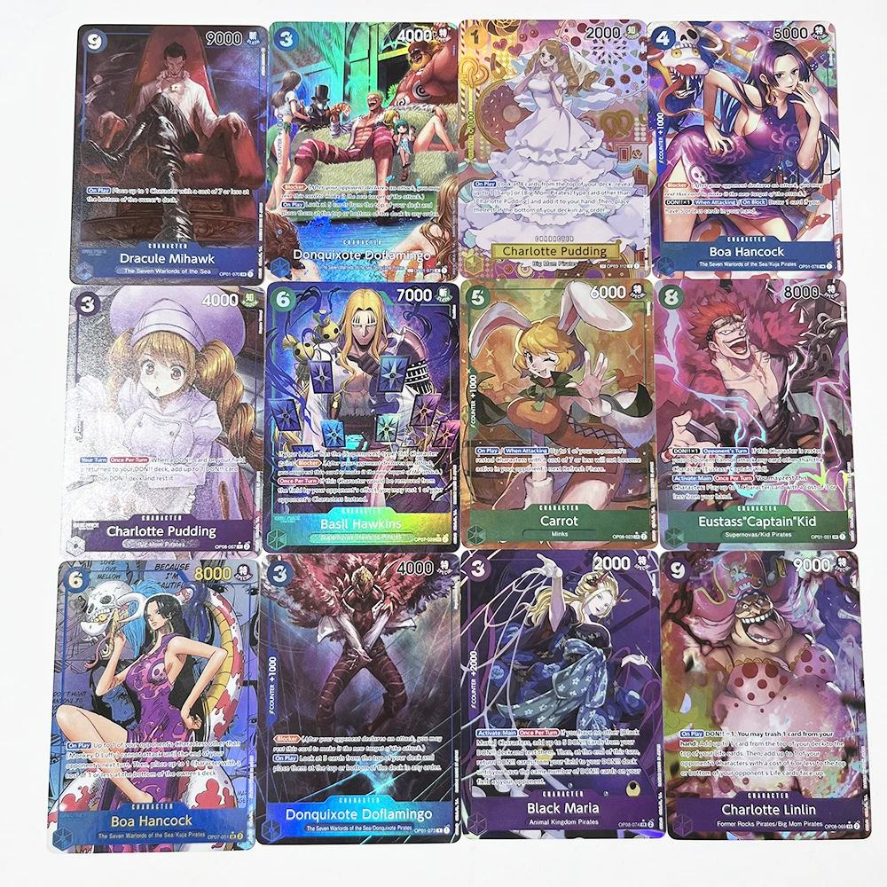 One piece Character Anime Game Cards DIY OPCG Carrot Basil Hawkins Black Maria Dracule Mihawk Boa Hancock Game Collectible Cards
One piece Character Anime Game Cards DIY OPCG Carrot Basil Hawkins Black Maria Dracule Mihawk Boa Hancock Game Collectible Cards