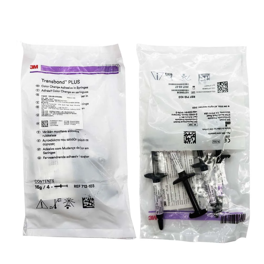 Color Change 3M Unitek Transbond PLUS Adhesive Syringe Dental Orthodontic Metal Bracket Bonding Agent 712-103 Rapid Light Curing
Color Change 3M Unitek Transbond PLUS Adhesive Syringe Dental Orthodontic Metal Bracket Bonding Agent 712-103 Rapid Light Curing
