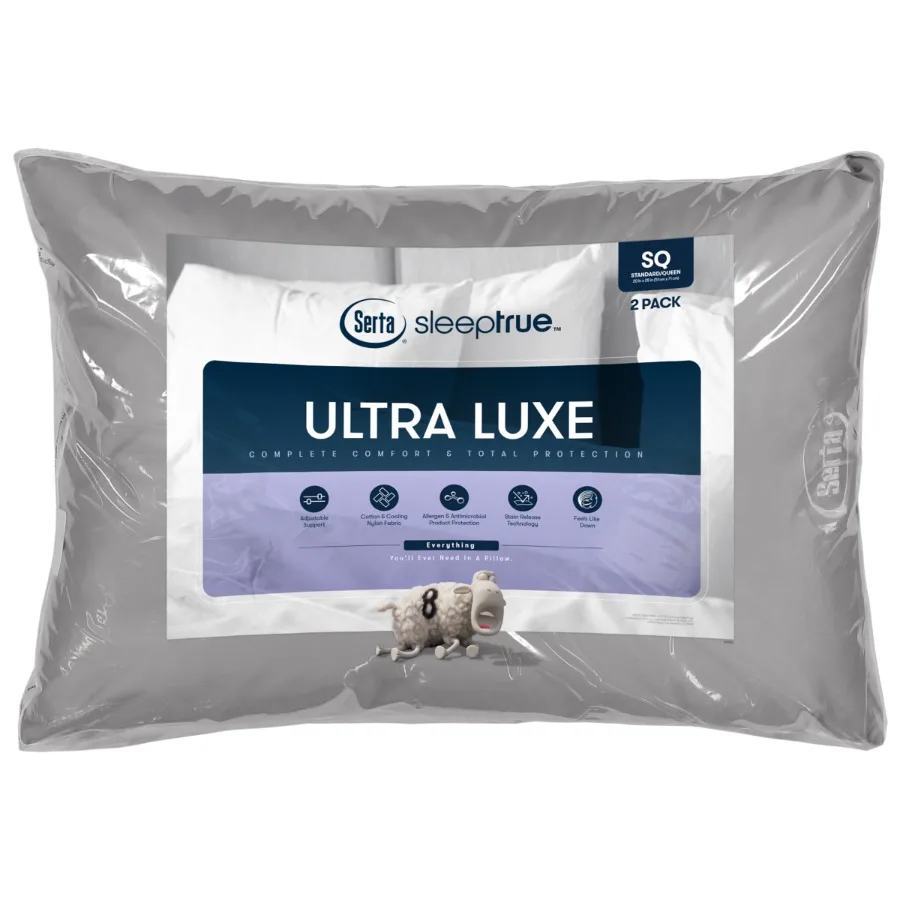 Sleep True Ultra Luxe Soft/Medium Firm Pillow, Standard/Queen, Gray, 2 Pack, Cotton Blend
Sleep True Ultra Luxe Soft/Medium Firm Pillow, Standard/Queen, Gray, 2 Pack, Cotton Blend