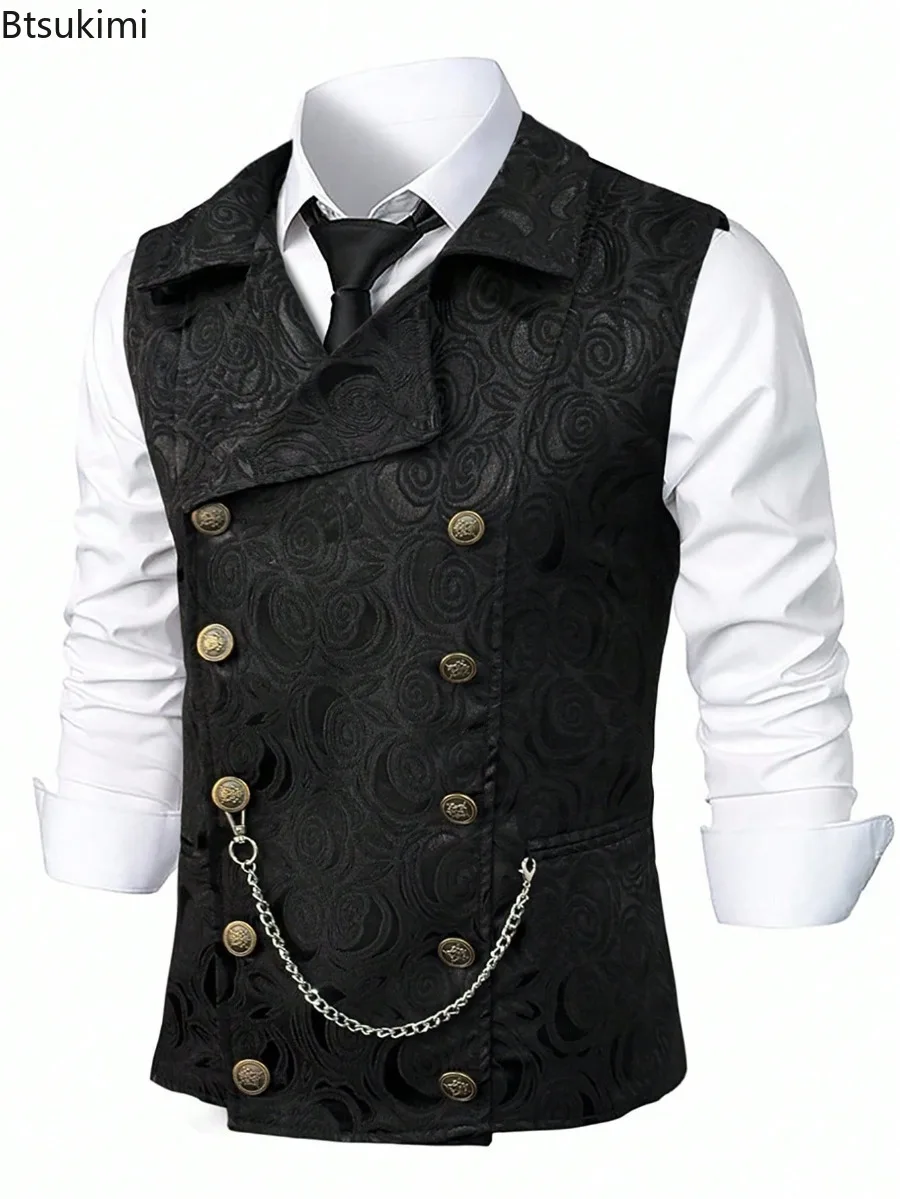 Men Double Breasted Vest with Chain Formal Business Waistcoat Multi-Color Office Wedding Sleeveless Jacket Fashion Men Clothing
Men Double Breasted Vest with Chain Formal Business Waistcoat Multi-Color Office Wedding Sleeveless Jacket Fashion Men Clothing