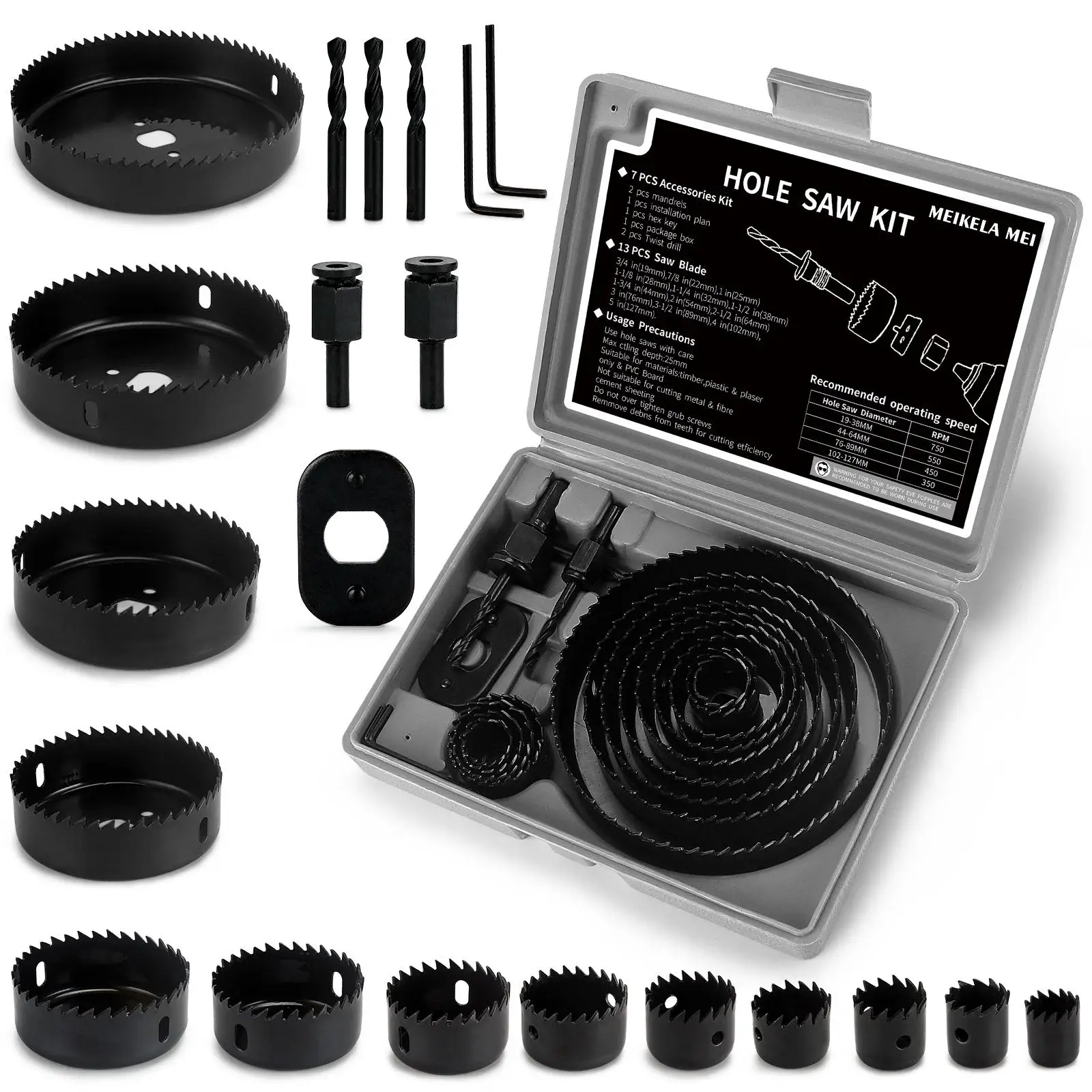 21Pcs Hole Saw Set Saw Cup Wood Crown Drill Bit For Gypsum Board Wood PVC Plastic Density Board Metal Woodworking Tools
21Pcs Hole Saw Set Saw Cup Wood Crown Drill Bit For Gypsum Board Wood PVC Plastic Density Board Metal Woodworking Tools