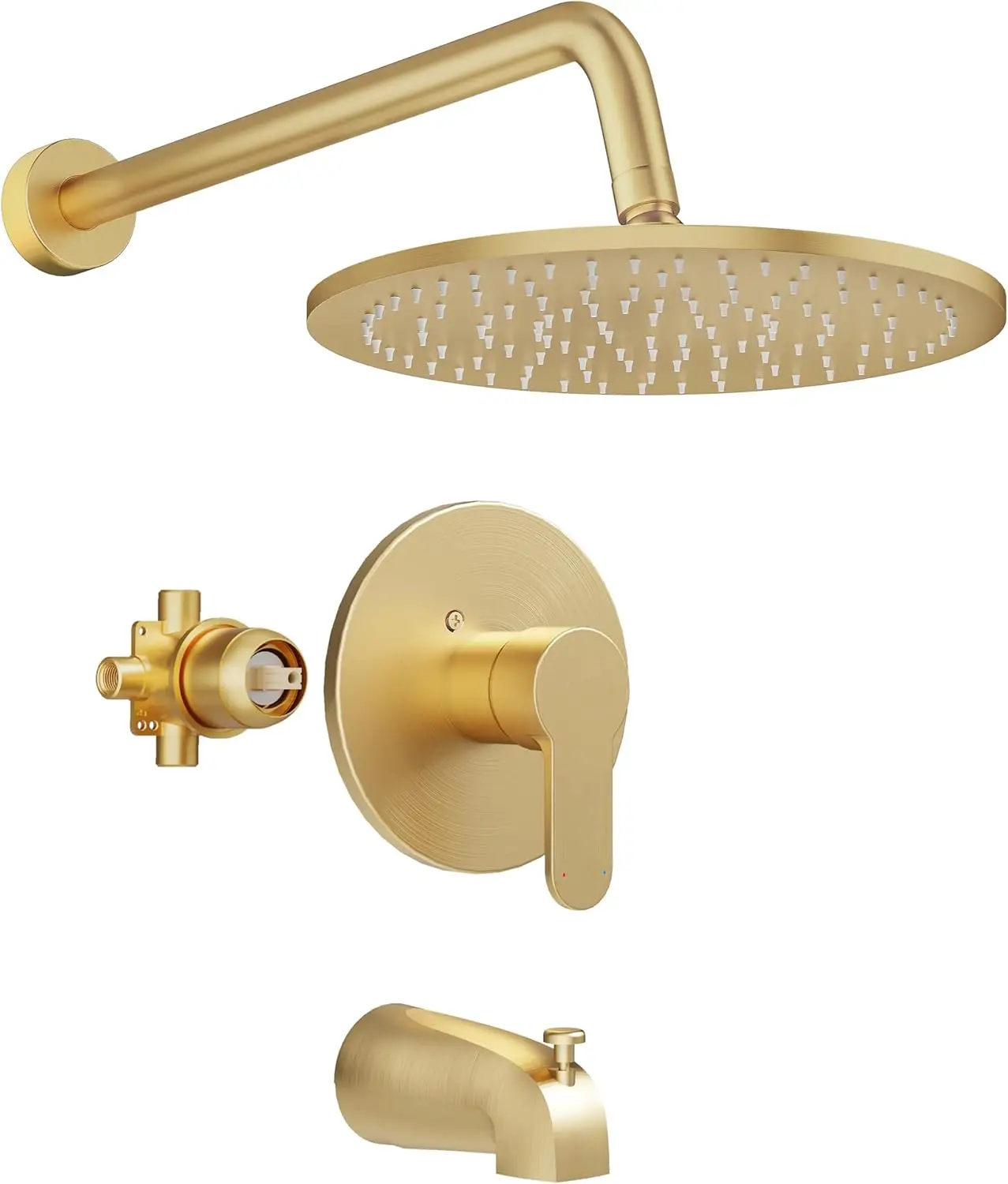 Tub Shower Faucet Set with 10" High-Pressure Rain Shower Head, Brushed Gold Trim Kit
Tub Shower Faucet Set with 10" High-Pressure Rain Shower Head, Brushed Gold Trim Kit
