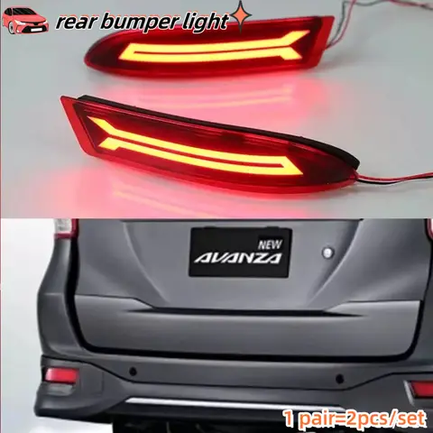 2 uds para Toyota Avanza 2015 2016 2017 funciones 2 en 1 12V lámpara antiniebla trasera LED para coche luz de parachoques Reflector de luz de freno automático