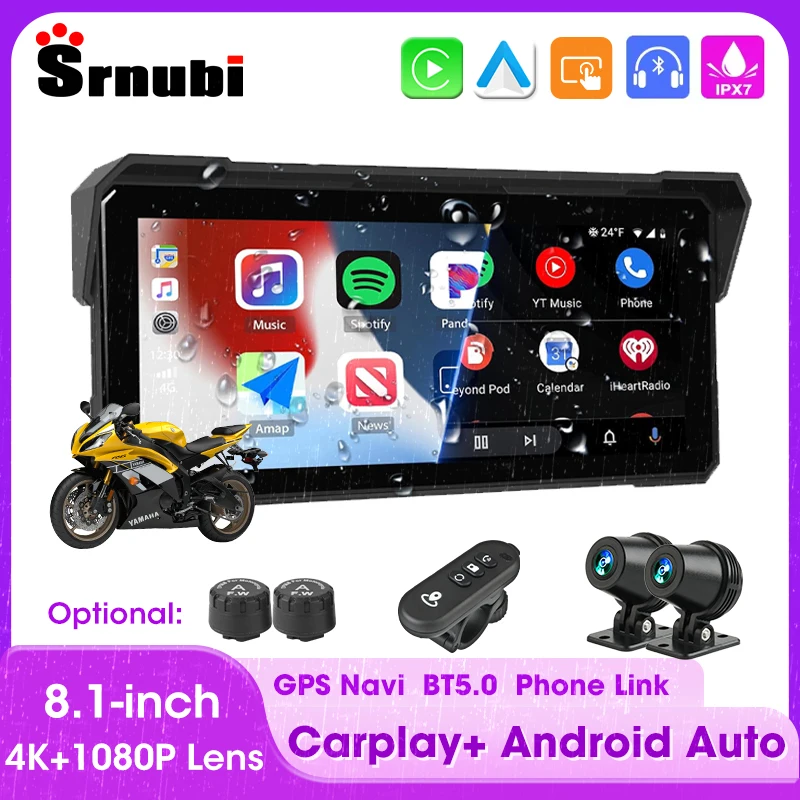 Srnubi Portable 8.1 inch IP67 Waterproof Motorcycle GPS Navigation for Apple Carplay Android Auto 4K DVR Moto Recorder Monitor
Srnubi Portable 8.1 inch IP67 Waterproof Motorcycle GPS Navigation for Apple Carplay Android Auto 4K DVR Moto Recorder Monitor