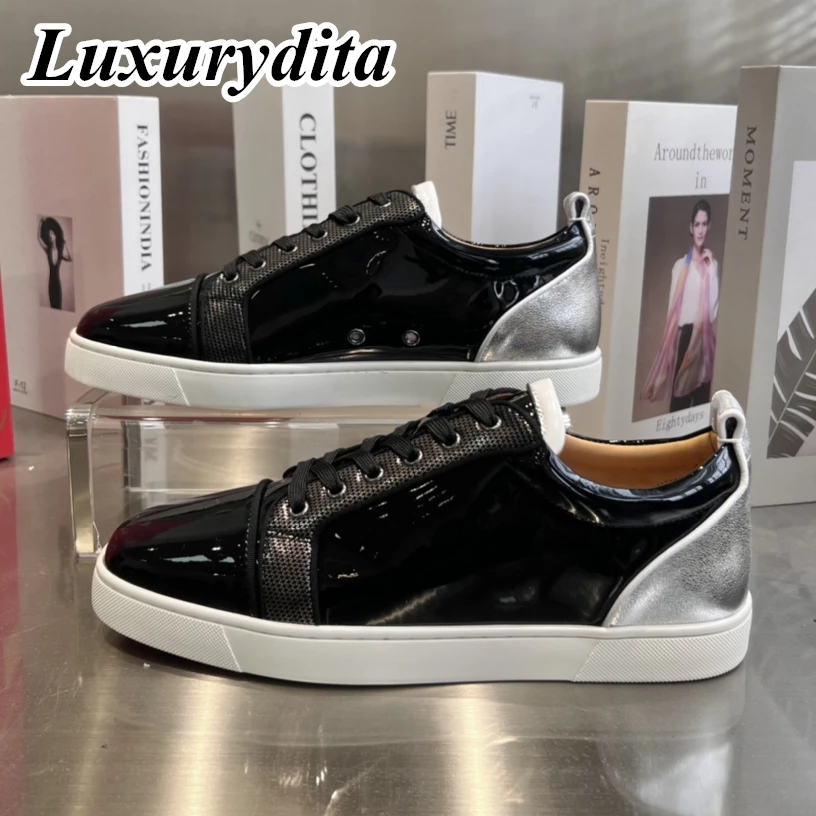 Top Quality Womens Trendy Casual Sneakers Luxury Mens Real Leather Tennis Shoes Designr Red Sole Tide Lovers Rivet Shoes HJ0331
Top Quality Womens Trendy Casual Sneakers Luxury Mens Real Leather Tennis Shoes Designr Red Sole Tide Lovers Rivet Shoes HJ0331